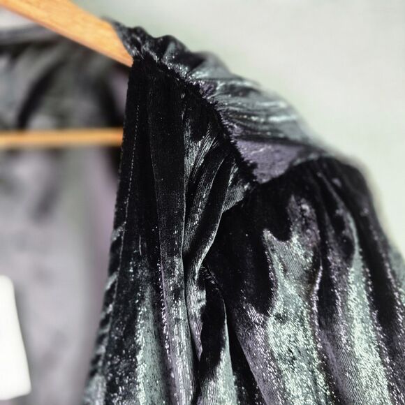 Kendall Kylie Black Sparkle Velvet Ruched Shoulders Party Jacket Size 14 16 NWT - Picture 5 of 16